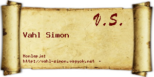 Vahl Simon névjegykártya